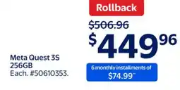 Walmart Meta Quest 3S 256GB offer