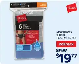 Walmart Men's brief 6-Pack offer