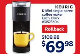 Walmart K-Mini single-serve coffee maker offer