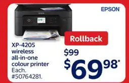 Walmart EPSON XP-4205 wireless all-in-one colour printer offer