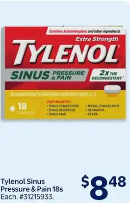 Walmart Tylenol Sinus Pressure & Pain 18s offer