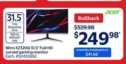 Walmart Nitro XZ320Q 31.5 Full HD curved gaming monitor offer
