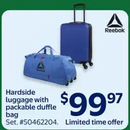 Walmart Reebok Hardside luggage with packable duffle bag offer