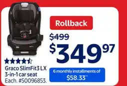 Walmart Graco SlimFit3 LX 3-in-1 car seat offer