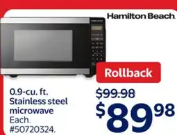 Walmart 0.9-cu. ft. Stainless steel microwave offer