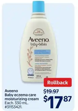 Walmart Aveeno Baby eczema care moisturizing cream offer