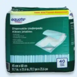 Walmart Equate disposable underpads 40-pack offer