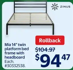 Walmart ZINUS frame with headboard offer