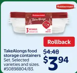 Walmart Rubbermaid TakeAlongs food storage containers offer