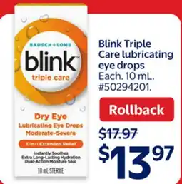 Walmart Blink Triple Care lubricating eye drops offer