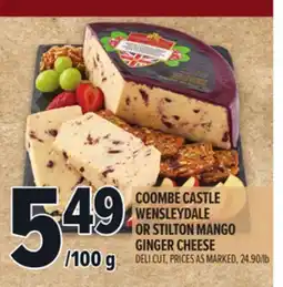 Metro COOMBE CASTLE WENSLEYDALE OR STILTON MANGO GINGER CHEESE offer