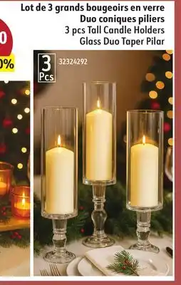 Sushi Shop 3 pcs Tall Candle Holders Glass Duo Taper Pilar offer