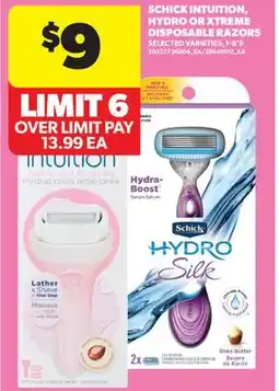 Real Canadian Superstore SCHICK INTUITION, HYDRO OR XTREME DISPOSABLE RAZORS, 1-8' S offer