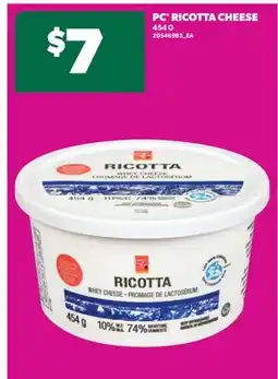 Real Canadian Superstore PC RICOTTA CHEESE, 454 G offer