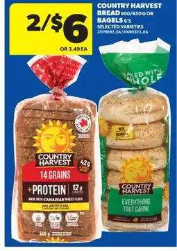 Real Canadian Superstore COUNTRY HARVEST BREAD 600/650 G OR BAGELS 6' S offer