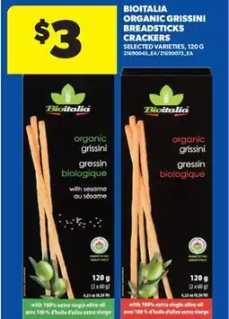 Real Canadian Superstore BIOITALIA ORGANIC GRISSINI BREADSTICKS CRACKERS, 120 G offer