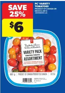 Real Canadian Superstore PC VARIETY TOMATOES, 681 G offer