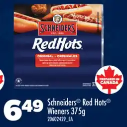 Real Canadian Superstore SCHNEIDERS RED HOTS WIENERS, 375G offer