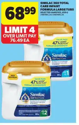 Real Canadian Superstore SIMILAC 360 TOTAL CARE INFANT FORMULA LARGE TUBS, 859 G offer