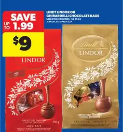 Real Canadian Superstore LINDT LINDOR OR GHIRARDELLI CHOCOLATE BAGS, 116-153 G offer