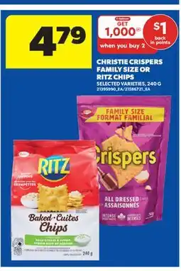 Real Canadian Superstore CHRISTIE CRISPERS FAMILY SIZE OR RITZ CHIPS, 240 G offer