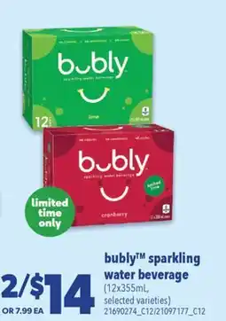 Real Canadian Superstore BUBLY TM SPARKLING WATER BEVERAGE offer