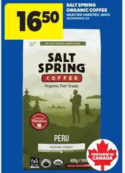 Real Canadian Superstore SALT SPRING ORGANIC COFFEE, 400 G offer