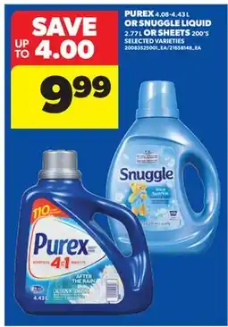 Real Canadian Superstore PUREX 4.08-4.43 L OR SNUGGLE LIQUID 2.77 L OR SHEETS 200' S offer