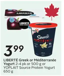 Sobeys LIBERTÉ Greek or Méditerranée Yogurt offer