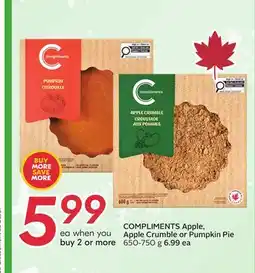 Sobeys COMPLIMENTS Apple, Apple Crumble or Pumpkin Pie offer