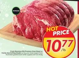 Sobeys Fresh Boneless Rib Premium Oven Roast or Family Size Grilling Steaks offer