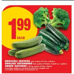 No Frills BROCCOLI CROWNS each, ENGLISH CUCUMBERS each, ENGLISH CUCUMBERS each, GREEN ZUCCHINI offer