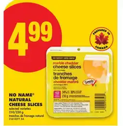 No Frills NO NAME NATURAL CHEESE SLICES, 210/230 G offer