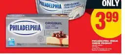 No Frills PHILADELPHIA CREAM CHEESE PRODUCT, 227/250 g offer