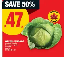 No Frills GREEN CABBAGE, 1.04/kg offer