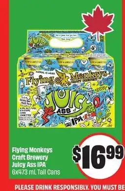 Chalo FreshCo Flying Monkeys Craft Brewery Juicy Ass IPA 6x473 mL Tall Cans offer