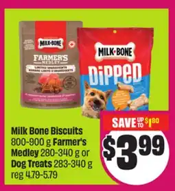Chalo FreshCo Milk Bone Biscuits 800-900 g Farmer's Medley 280-340 g or Dog Treats 283-340 g offer