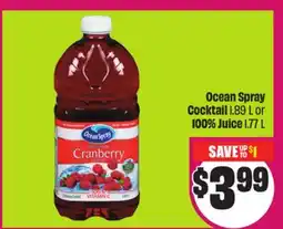 Chalo FreshCo Ocean Spray Cocktail 1.89 L or 100% Juice 1.77 L offer