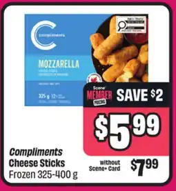 Chalo FreshCo Compliments Cheese Sticks Frozen 325-400 g offer