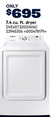 RONA SAMSUNG 7.4 cu. ft. dryer offer