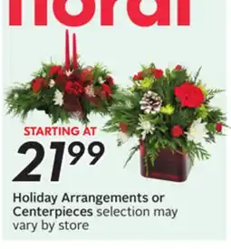 Sobeys Holiday Arrangements or Centerpieces offer