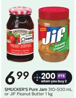 Sobeys SMUCKER'S Pure Jam 310-500 mL or JIF Peanut Butter offer