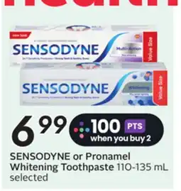 Sobeys SENSODYNE or Pronamel Whitening Toothpaste offer