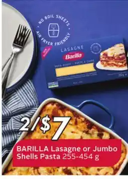 Sobeys BARILLA Lasagne or Jumbo Shells Pasta offer