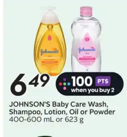 Sobeys JOHNSON'S Baby Care Wash,, or Powder offer