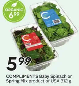Sobeys COMPLIMENTS Baby Spinach or Spring Mix offer