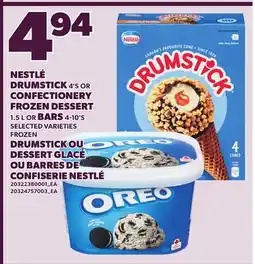 Independent Grocer DRUMSTICK DRUMSTICK 4'S OR CONFECTIONERY FROZEN DESSERT 1.5 L OR BARS 4-10'S offer