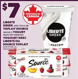 Independent Grocer LIBERTÉ GREEK 650/750 G YOPLAIT SOURCE 16X100 G YOGURT offer