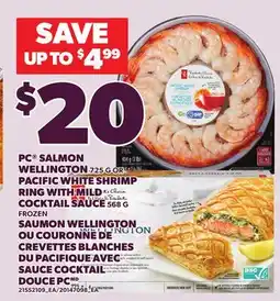 Independent Grocer PC SALMON WELLINGTON 725 G OR PACIFIC WHITE SHRIMP RING WITH MILD COCKTAIL SAUCE 568 G offer