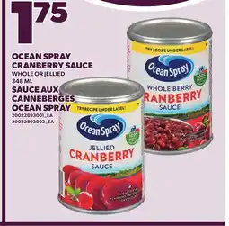 Independent Grocer OCEAN SPRAY CRANBERRY SAUCE WHOLE OR JELLIED, 348 ML offer